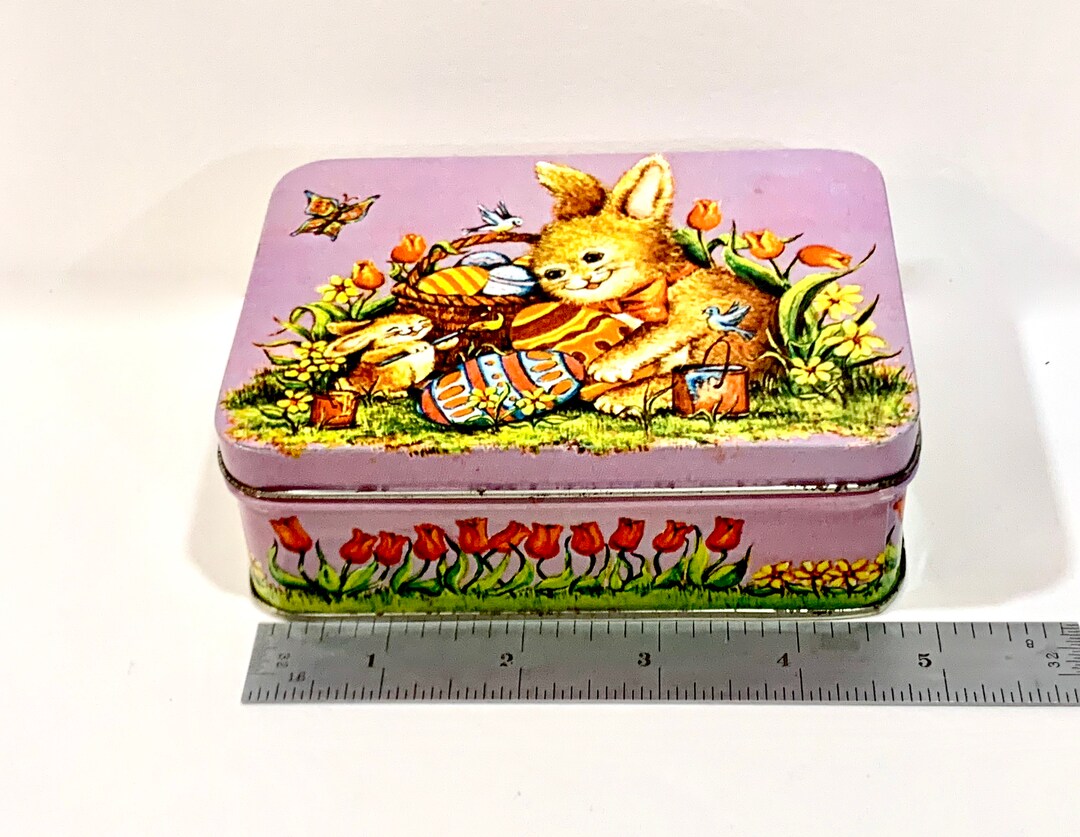 Sadter Rabbit Tin Vintage Easter Bunny Tin, Floral Litho Decor, 1960s Gift Co - Etsy