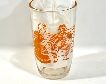 Vintage Swanky Swig Juice Glass: The Stereoscope Orange, 1950s Kraft Advertising