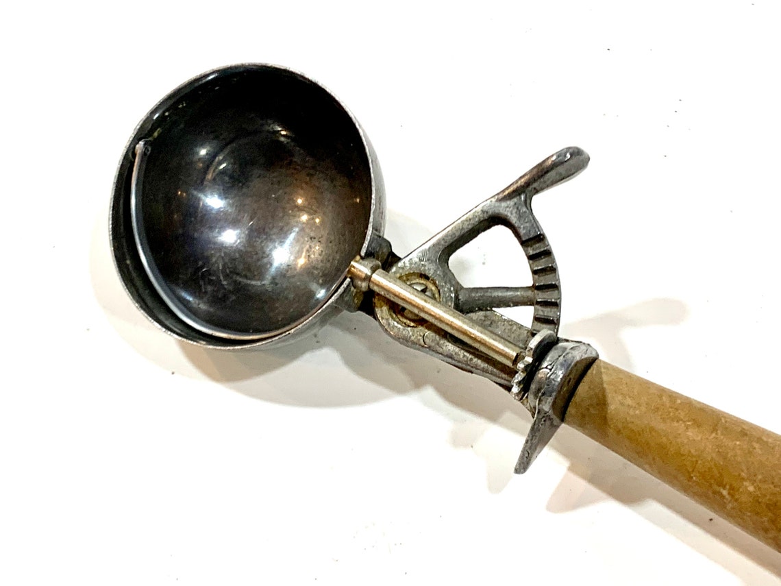 Vintage Ice Cream Scoop wood Handle Ice cream Dipper Metal Etsy