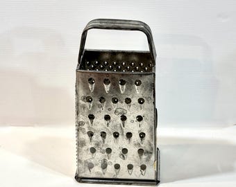 1960s Metal Box Grater: 4-Sided Shredder, Farmhouse Kitchen Decor