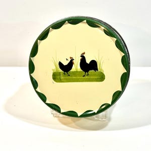 Lata de cerámica vintage Zeller: decoración de granja con gallo y gallina