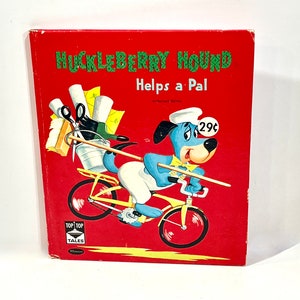 Huckleberry Hound,  Helps a Pal, Tip Top Tales, Whitman 1960, By Mary Voell Jones, Hanna Barbera, Cartoon Characters, Gift for Collector