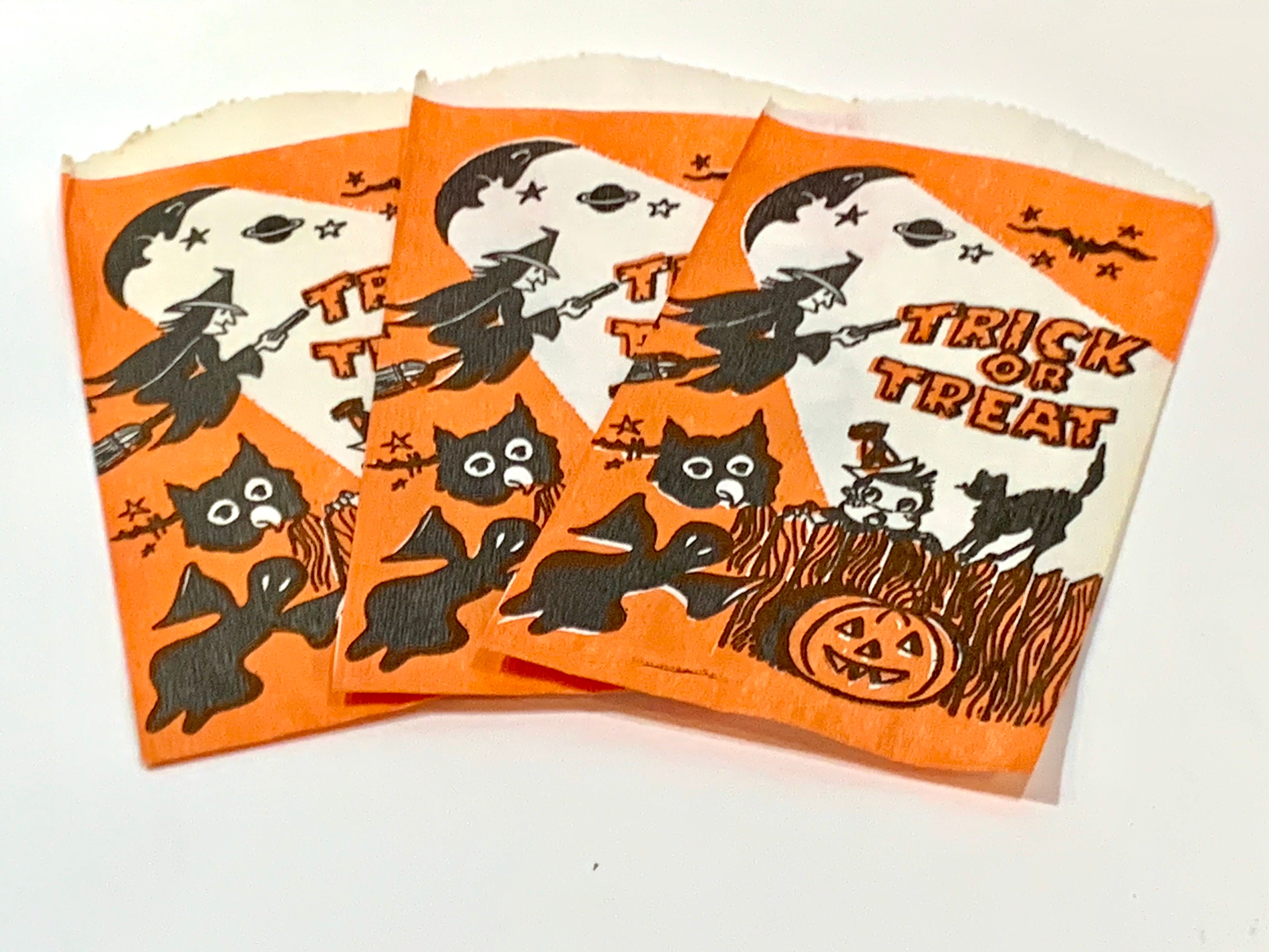Vintage Halloween Trick or Treat Bags 3 Candy Bags Mid Etsy