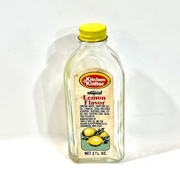 Vintage Kitchen Klatter Bottle, Imitation Lemon Flavor, Flavor Extract, Glass Jar, Farmhouse Kitchen, Granny Chic, Farmhouse Decor