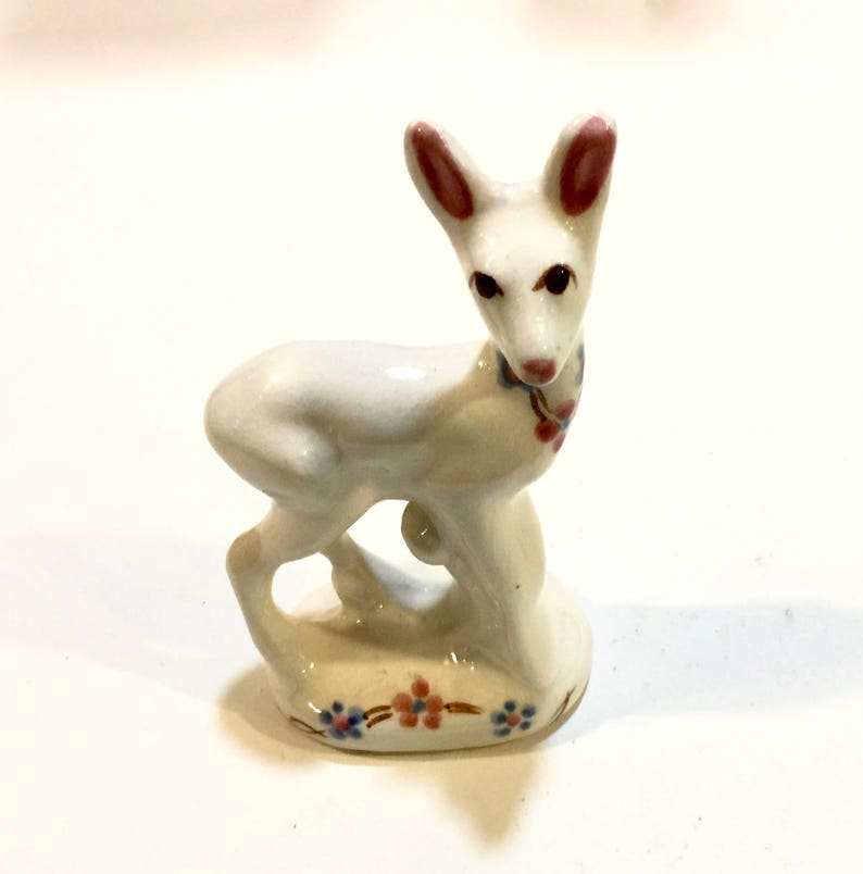 Vintage Deco Deer Figurine Mid Century Ceramic Hand Painted Etsy