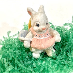 Rabbit Figurine, Vintage K’s Collection, Girl Bunny, Resin Bunny, Easter Spring Decor, Hand Painted, Anthropomorphic, Big Eye Bunny