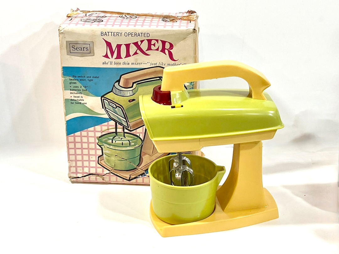 Vintage Sears 1960s Working Toy Mixer Bowl W/ Box-Battery Operated