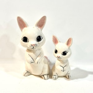 Vintage Keramik Kaninchen Figuren: Mid-Century Japan, 2er Set