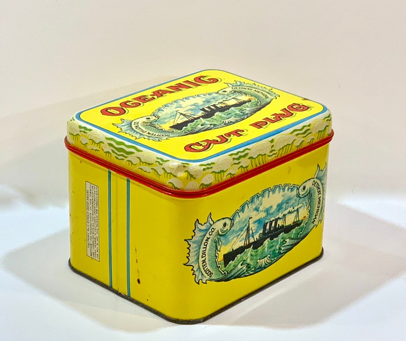 Vintage Tobacco Tin Oceanic Cut Plug Union Made Mid Century - Etsy