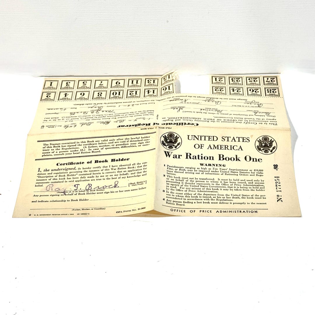 1940s WWII Ration Book, Number One, With Stamps, Issued to Baby Girl ...