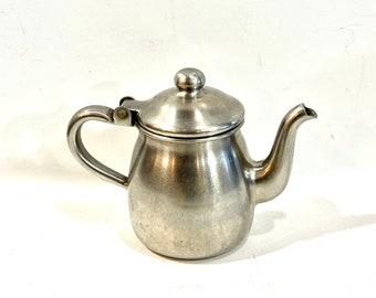 Vintage Teapot, Small Teapot, Gooseneck Spout, Stainless Steel,  8 Ounce, Collectible, Mid Century 1960s, Vintage Kitchen, Metal Teapot