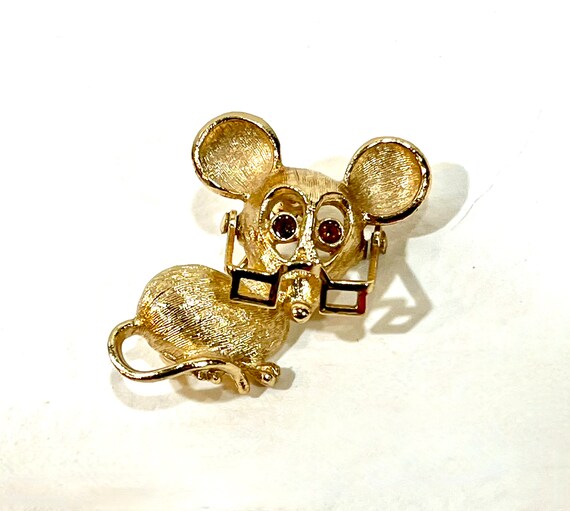 Vintage  Mouse Pin, Avon Mouse, Articulated Glass… - image 2
