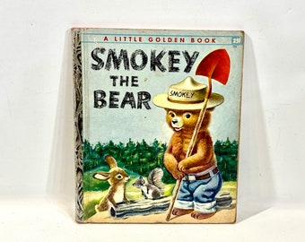 Livre de contes vintage, Smokey l'ours, Little Golden Book, A Edition, Jane Werner, Richard Scarry, vJunior Forest Ranger, cadeau pour collectionneur