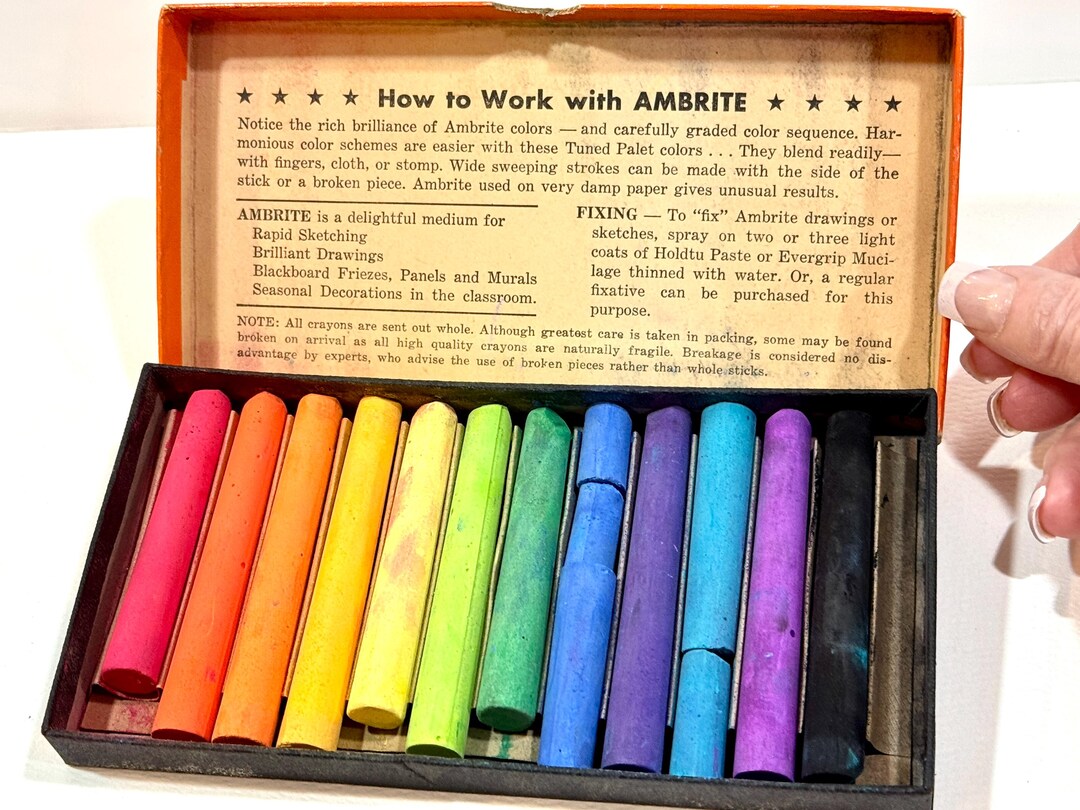 Vintage Ambrite Chalk Crayons: Full Box, American Crayon Co. - Etsy ...