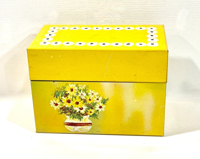 Vintage Kitchen Recipe Box Metal Box Daisies and Etsy
