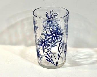 Vintage Hazel Atlas Swanky Swig Glass: Blue Cornflower Starburst, 1940s