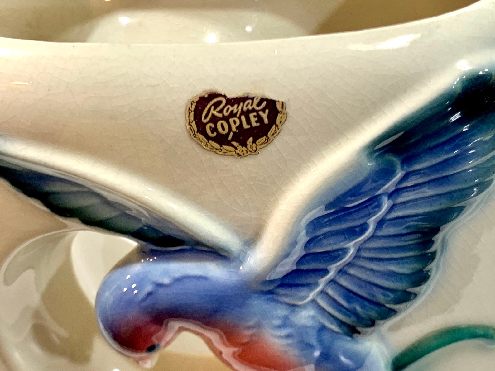 Royal Copley Bluebird Vase Pottery Planter Vintage Etsy