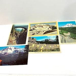 Cartes postales anciennes, Parc national Rainier, Cinq cartes, Cartes inutilisées, Cartes postales numérotées, Publiée aux États-Unis, Années 1920 à 1950, Cadeau pour collectionneur