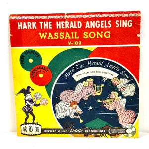 Vintage Christmas, Children's Record, Hark the Herald Angels Sing, Wassail Song, Pure Vinylite, Record Guild of America, Picture Disc, 78RPM