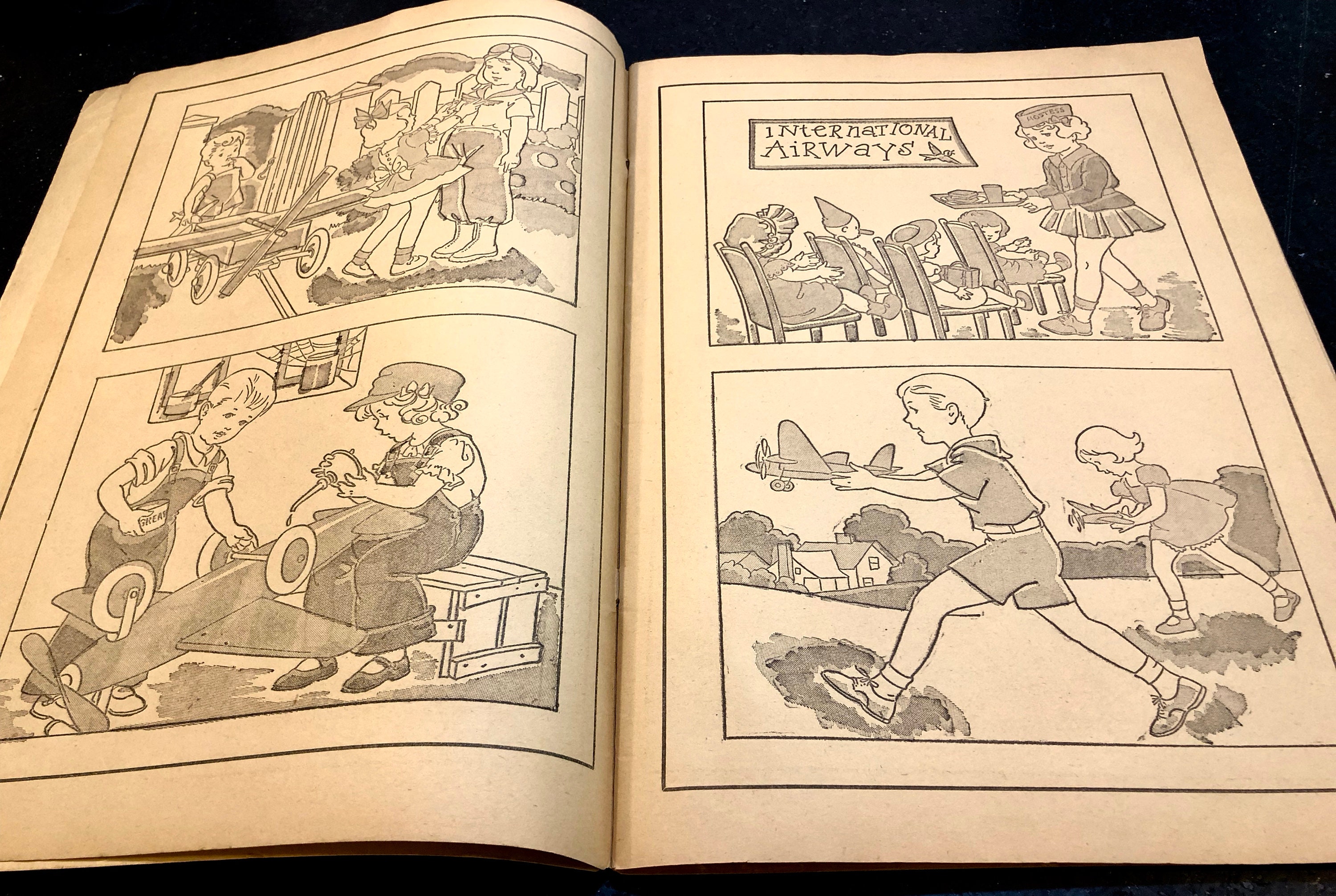 10) 1940s Childrens Coloring Books Dot Paint Oversized Upcycle
