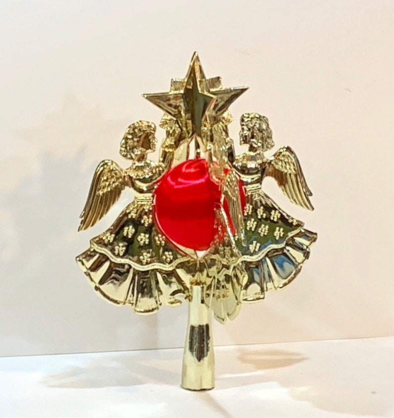 USA Mid Century Holiday Original Box Dancing Angels Plastic Angels Vintage Christmas Angels Tree Topper Bradford Celestial