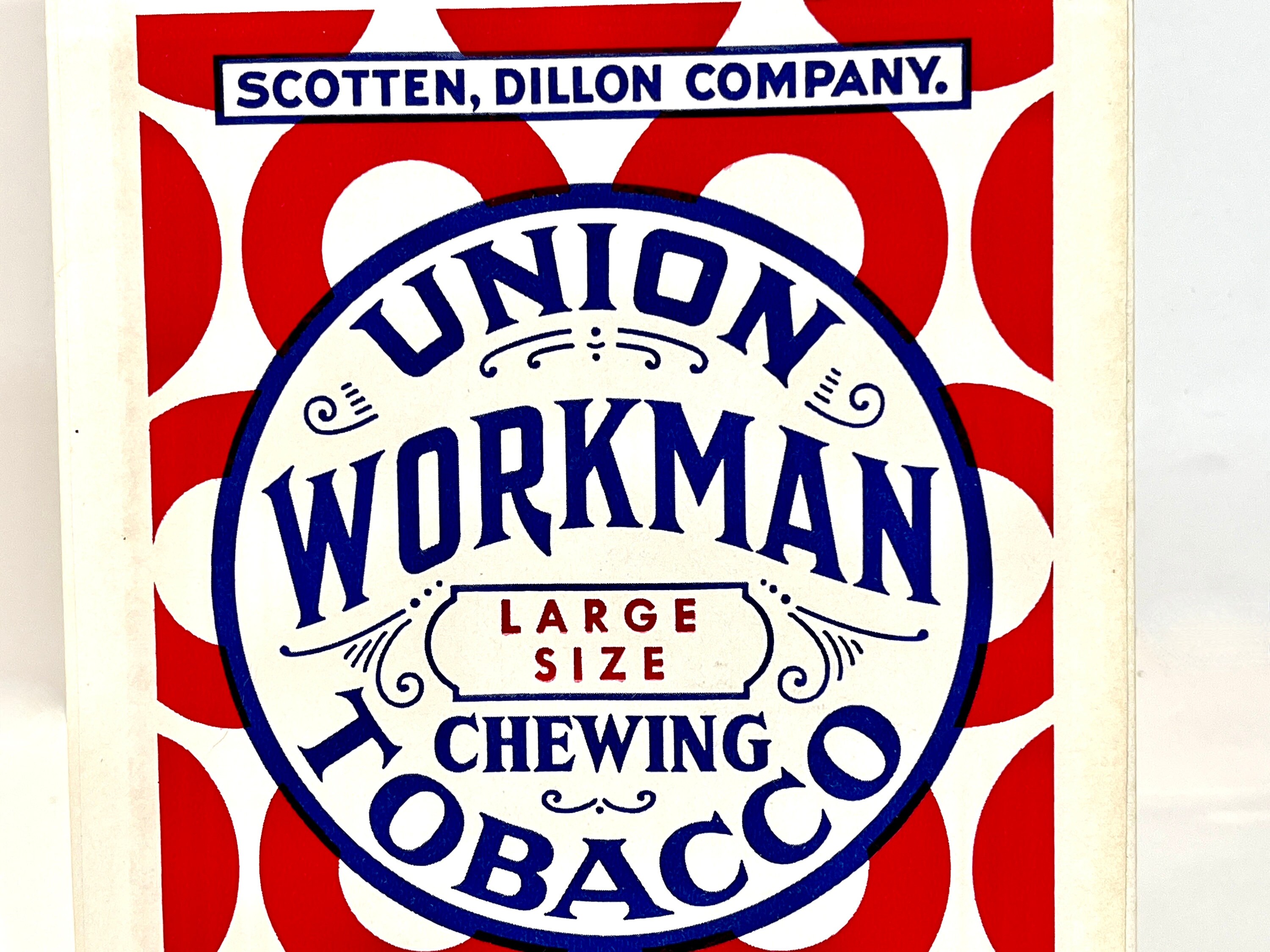 union workman tobacco VINTAGE logo Chewing Patch -- new condition 3" Vintage 1930s NOS Union Workman