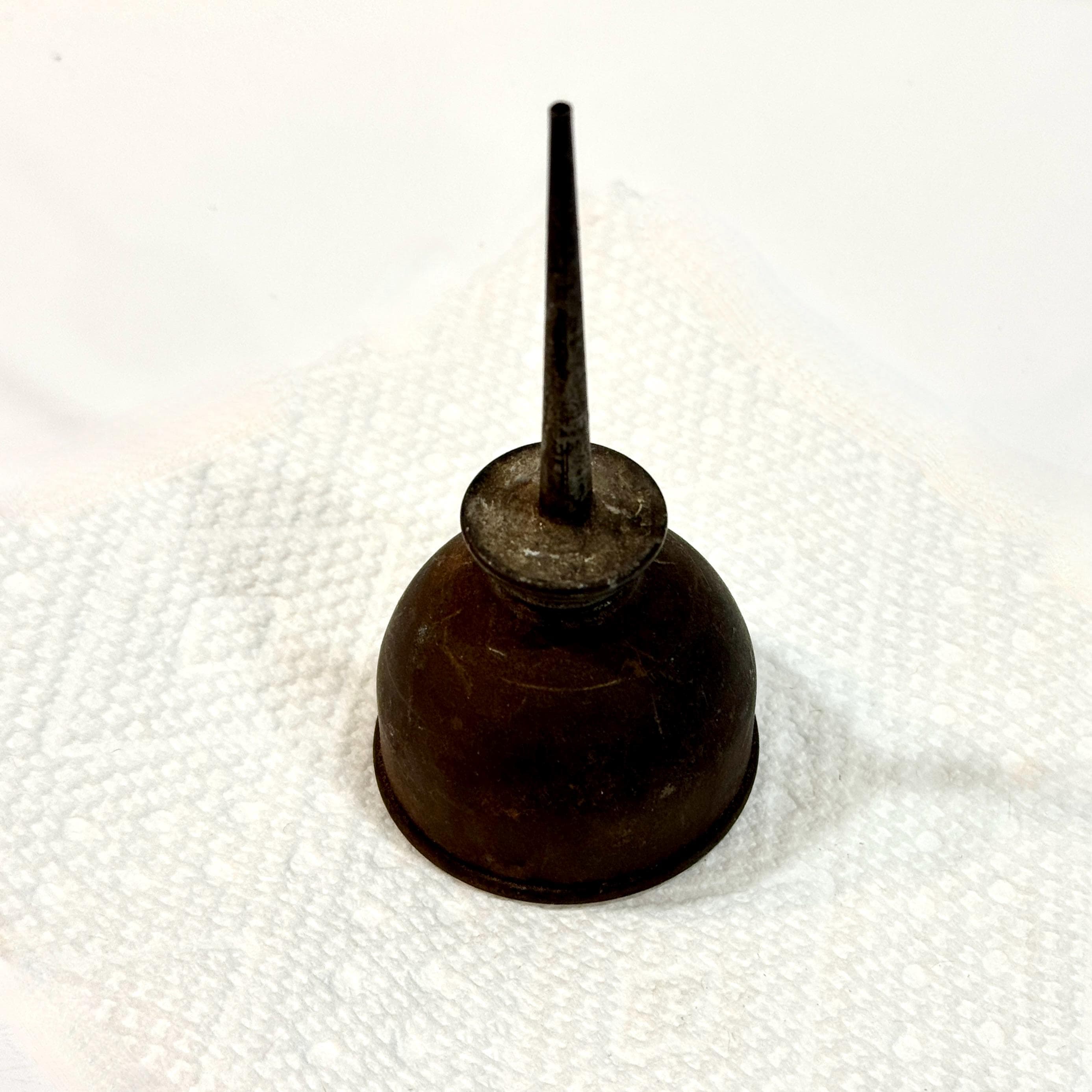 Vintage 1940s Miniature Oil Can, Thumb Pump, Screw-off Needle Nose