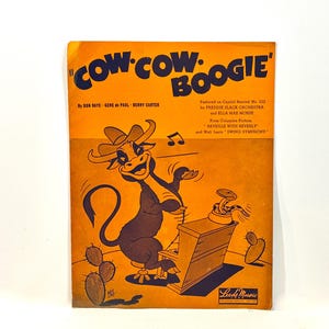 Vintage Nuty, Krowa Krowa Boogie, Połowa wieku 1940, Film Animowany, Walt Lantz Cartoon, Dekoracje Westen, Epoka Jazzu, Prezent dla Kolekcjonera