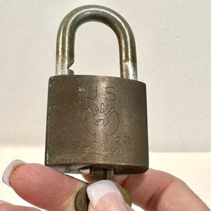 Vintage Padlock, Solid Brass, Eagle Lock Co, With 1 key, working condition, Mid Century 1960s, Military Americana, For Collector