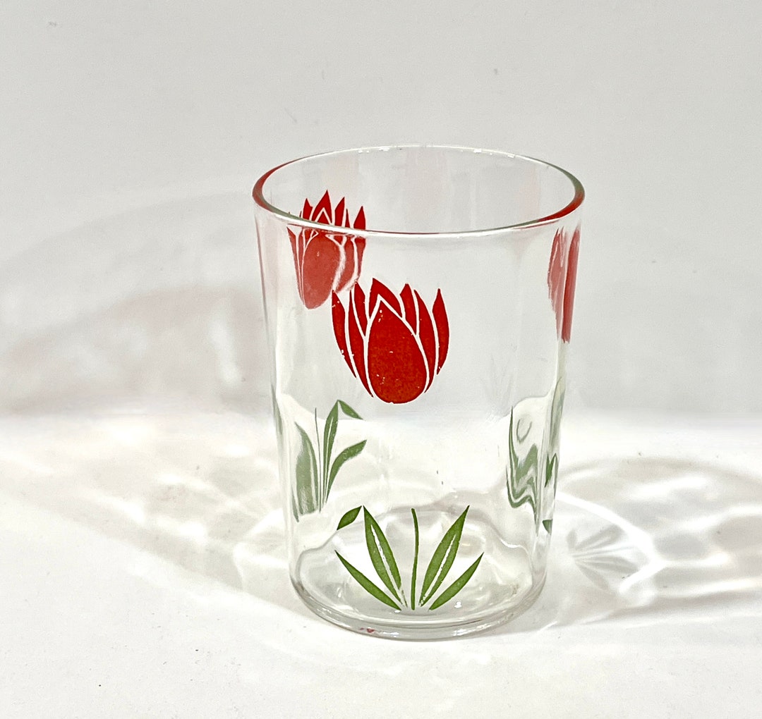 Vintage Tulip Glass, Hazel Atlas, Red Tulip, Swanky Swig , Mid Century ...
