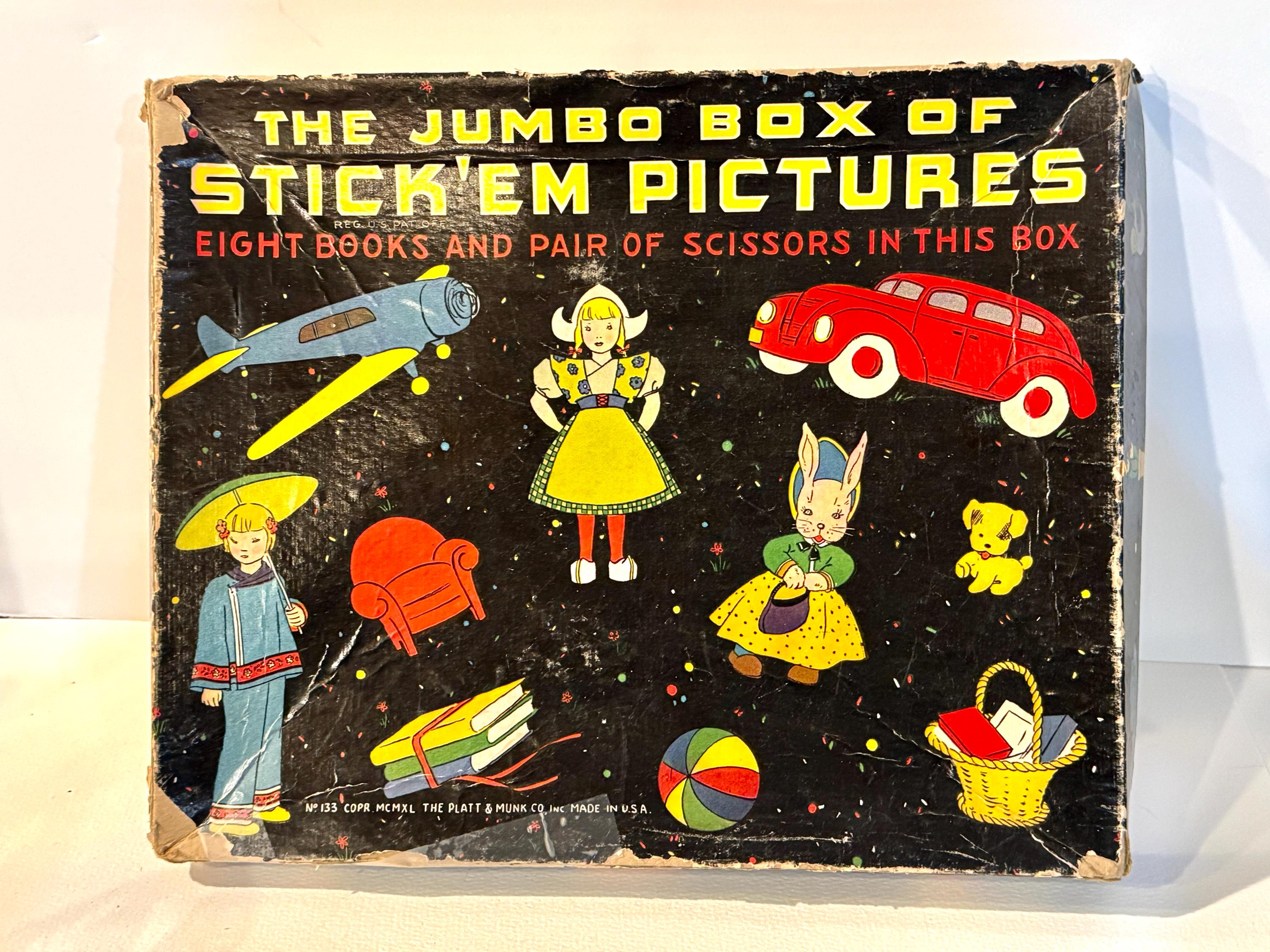 Vintage Children's Activity Books Stick'em Set of 8: 1940s Platt & Munk