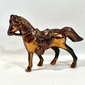 Vintage Metal Horse, Bronze Copper Horse, 3 inches, Molded Details, Mid Century 1950s, Japan, Western Horse Figurine, Gift for Collector