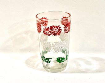 Swanky Swig, Red and White Cornflower Floral Design, Hazel Atlas,  Mid Century 1950s, Farmhouse Kitchen, Gift for Collector