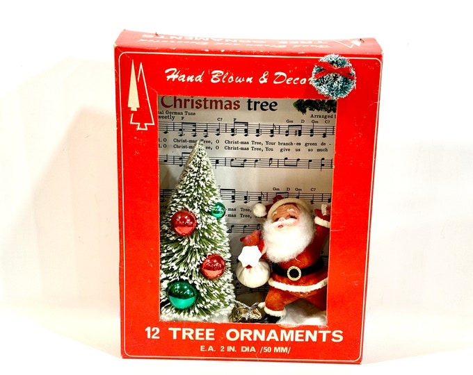 Vintage Christmas, Ornament Box Diorama, 1970s Box, Bottle Brush Tree