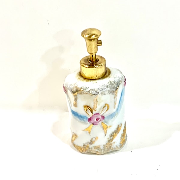 Vintage Perfume Atomizer, Cologne Bottle, Hand Painted, Boudoir Decor, Cosmetic Vanity, Mid Century 1950s, Gift for Her, Collector