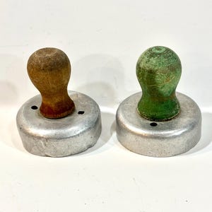 Vintage Metal Cookie Cutters: 1940s Wood Knob, Farmhouse Kitchen Decor