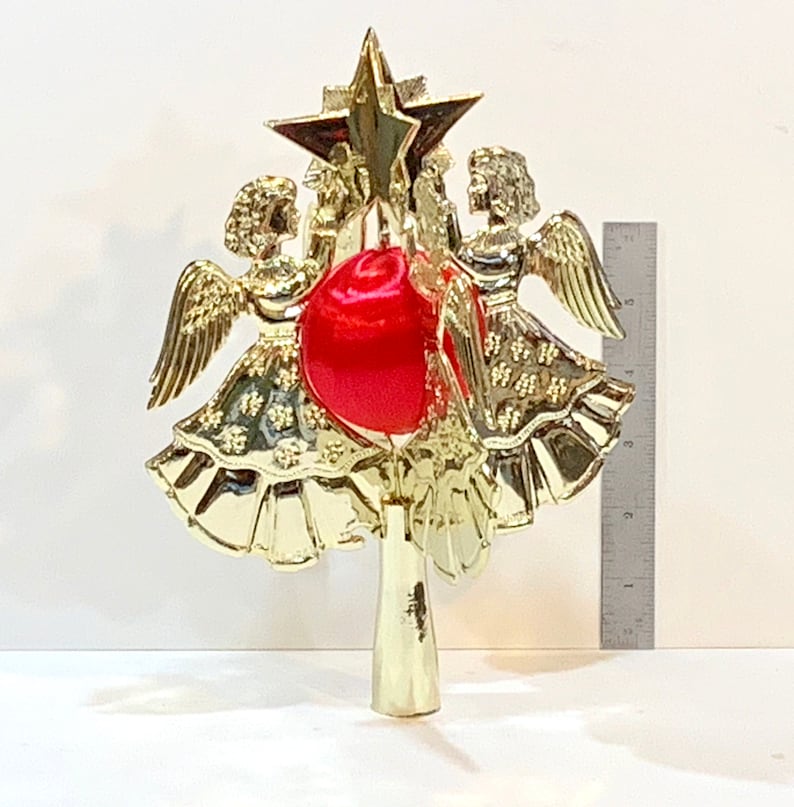 USA Mid Century Holiday Original Box Dancing Angels Plastic Angels Vintage Christmas Angels Tree Topper Bradford Celestial