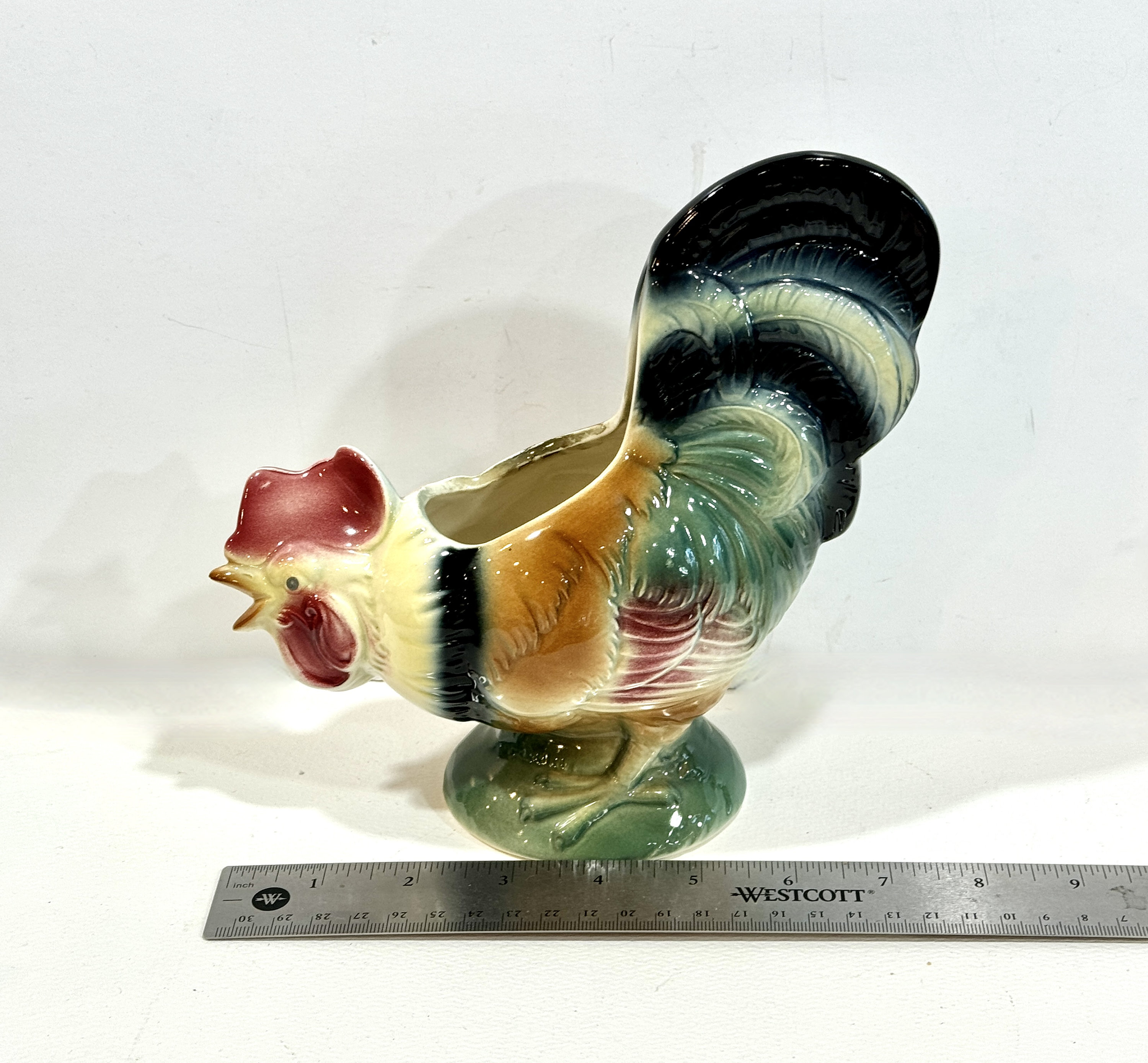 Vintage 1950s Rooster Figurine, Royal Copley, Mid Century Chicken Figurine, 8 inches tall, Farmhouse Kitchen, Cottage Chic Decor, Collector