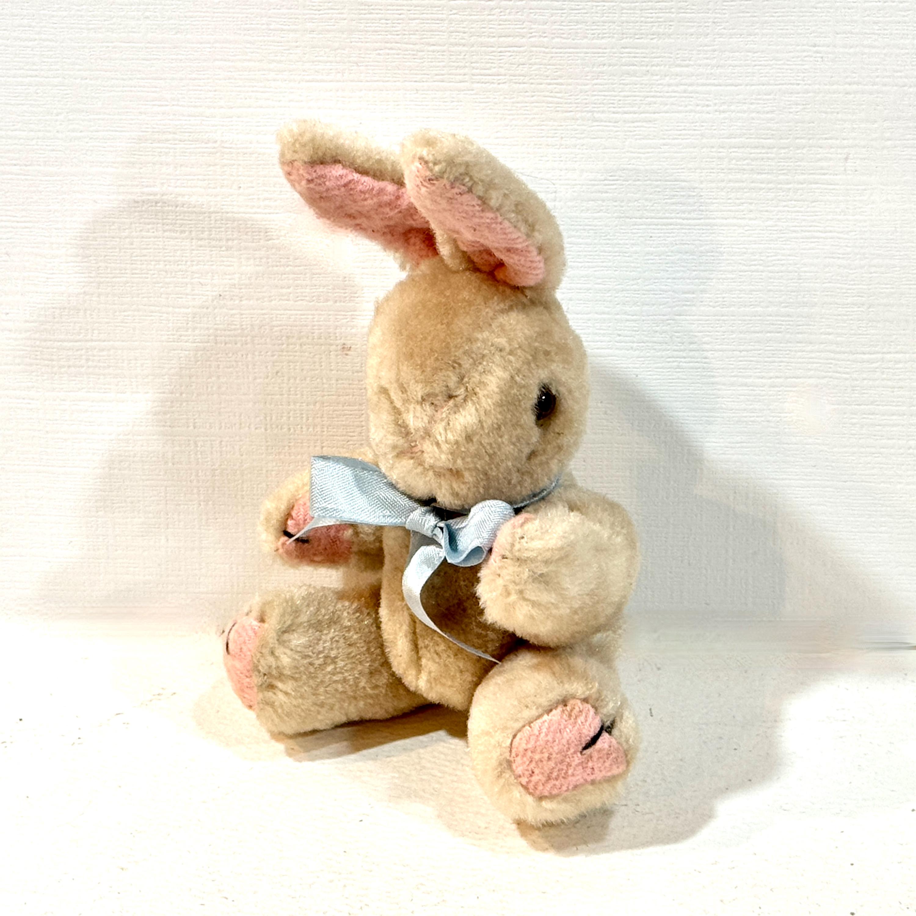 Mignon Lapin En Peluche Vintage – Beige Et Blanc, Style Fleuri, Occasion
