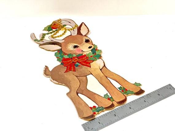 Vintage Christmas Die Cut, Reindeer and Toys, , Cardboard, One