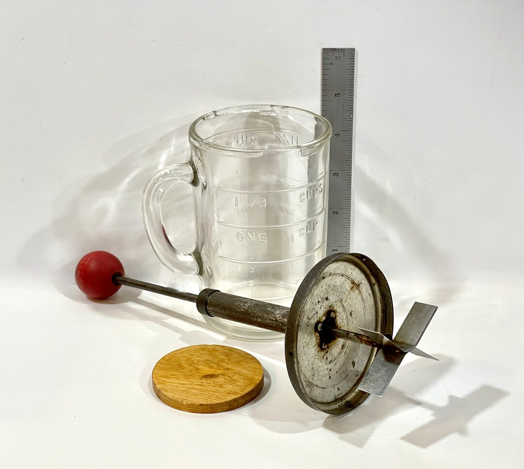 Vintage Glass Chopper Onion Chopper Wood Chopping Disk Red Etsy