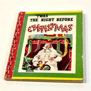 Vintage Christmas, Santa Book, Night Before Christmas, Classic Christmas, Lolly PoP Book, Miniature Storybook, Mid Century Holiday, 1940s