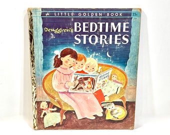 Bedtime Stories, Little Golden Book, Gustaf Tenggren, Mid Century 1942, Chicken Little, Gingerbread Man, Little Red Riding Hood, Baby Gift