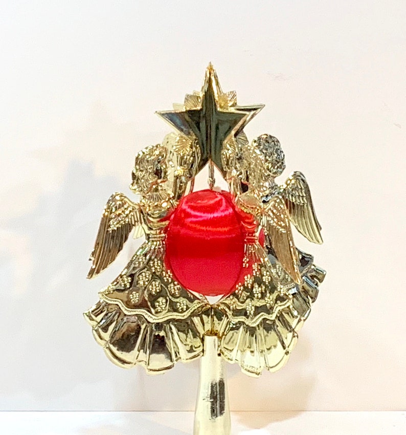 USA Mid Century Holiday Original Box Dancing Angels Plastic Angels Vintage Christmas Angels Tree Topper Bradford Celestial