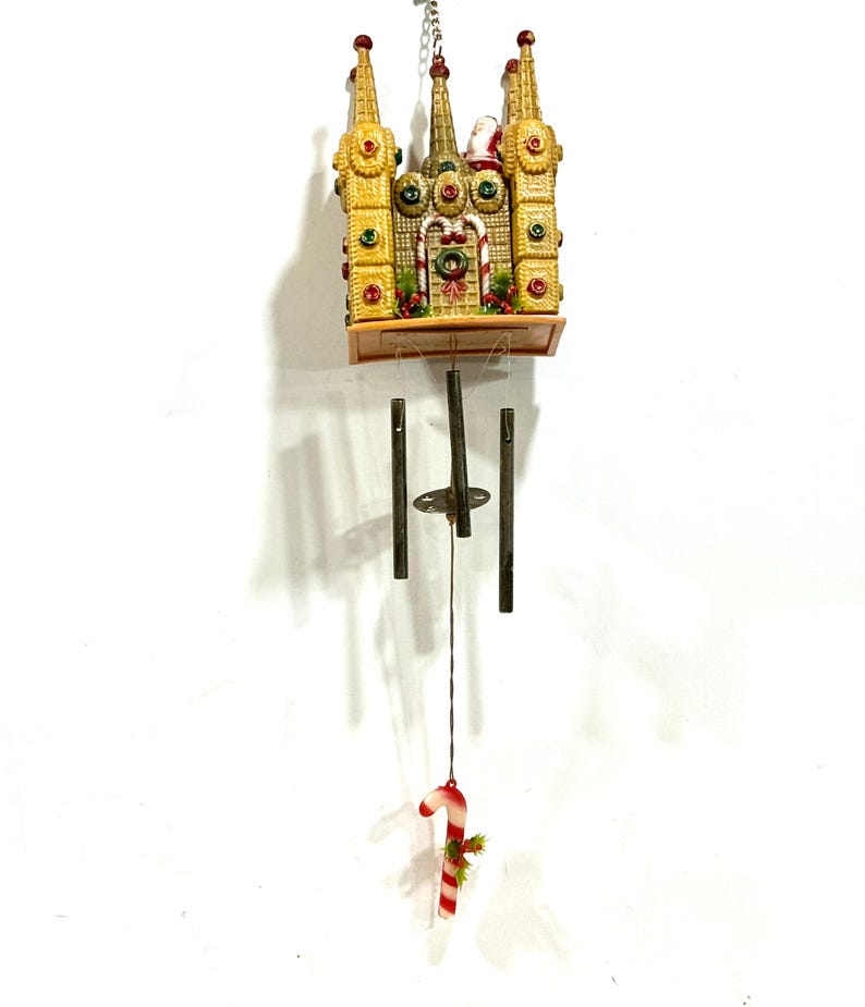Vintage Christmas, Plastic Wind Chime, Gingerbread Castle, Plastic