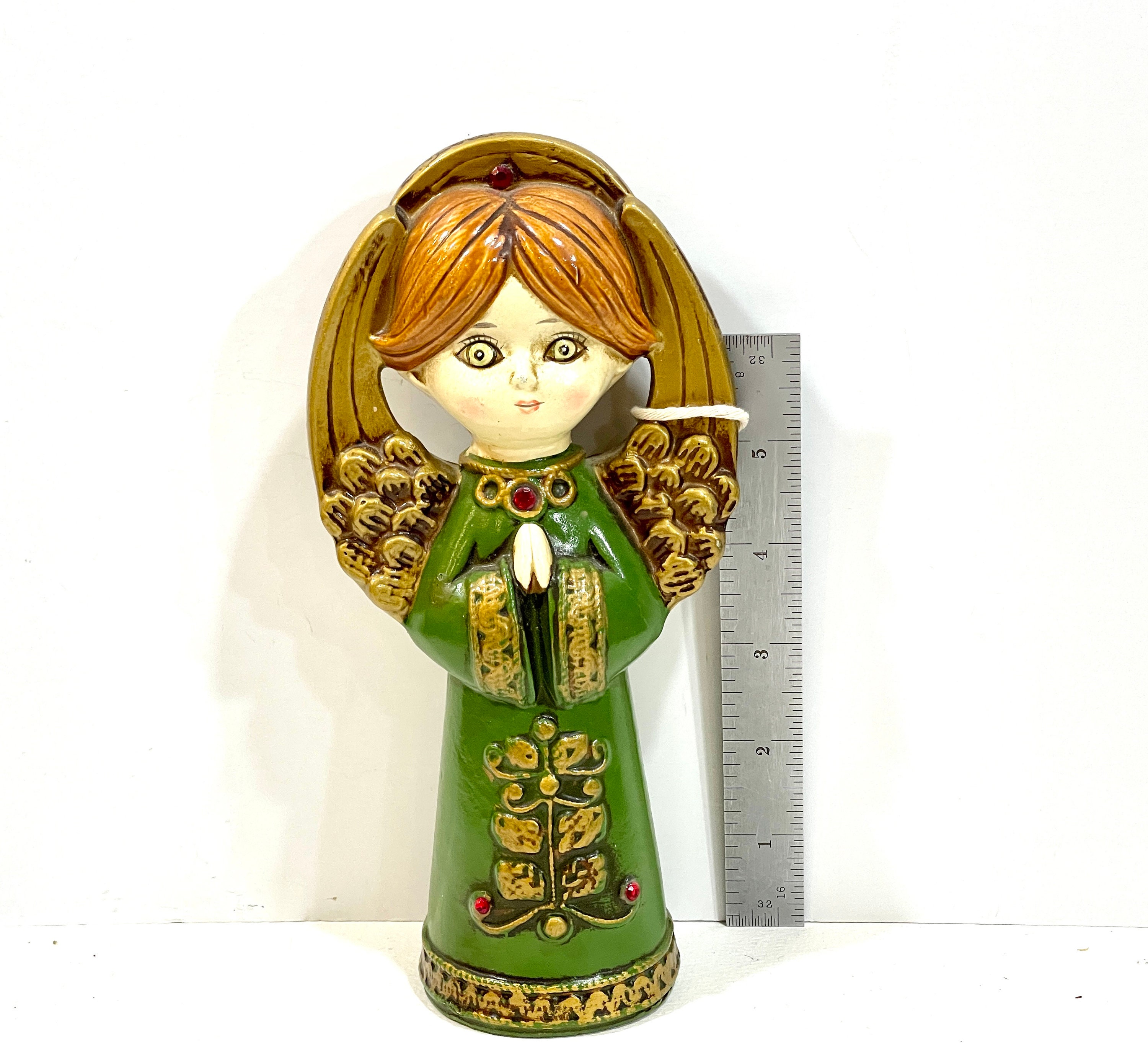 Vintage Christmas, Paper Mache Angel, Praying Angel, Mid