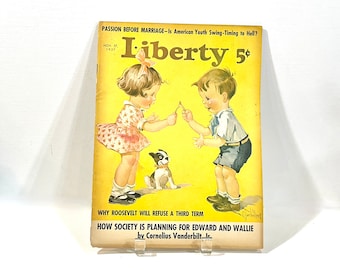 Liberty Magazine, Cute Kids Cover, Charles Twelvetrees, American History, Nostalgic Decor, Vintage Collectible, Patriotic Magazine