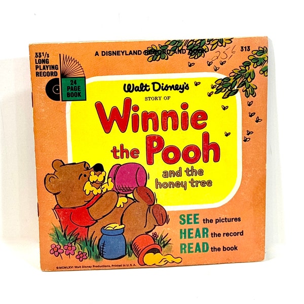 Read Along Record,Walt Disney, Winnie the Pooh and the Honey Tree, See the pictures, Hear the record, Read the book,  33 RPM