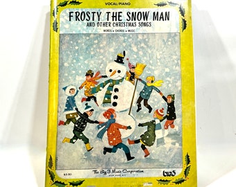 Frosty le bonhomme de neige, chansons de Noël, piano vocal, David Nelson, Big 3 Corp, La nuit avant Noël, 65 pages, milieu des années 60, idée cadeau