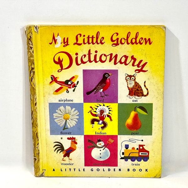 My Little Golden Dictionary, Little Golden Book, Words and Pictures, Richard Scarry, Simon Schuster, Mid Century 1940s, Gift for a child